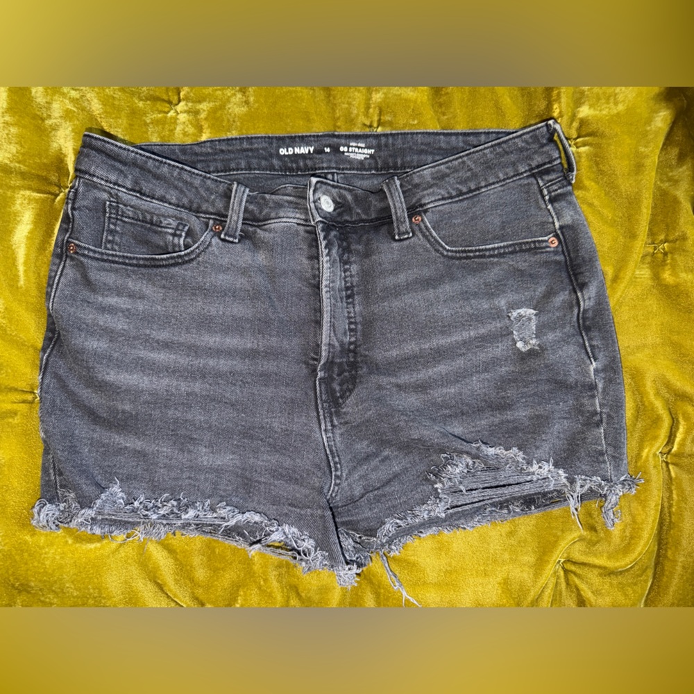 Old Navy Women's Distressed Charcoal Jean Shorts
